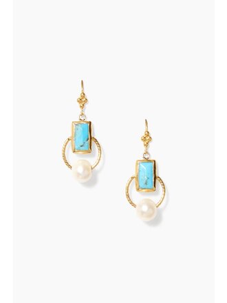 CHAN LUU HALO DROP EARRINGS IN TURQUOISE MIX