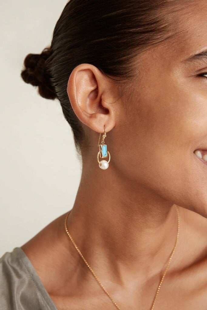 CHAN LUU HALO DROP EARRINGS IN TURQUOISE MIX