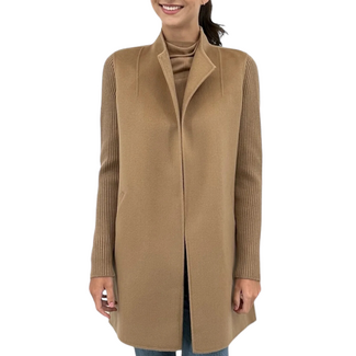 KINROSS RIB SLEEVE COAT IN CAMEL
