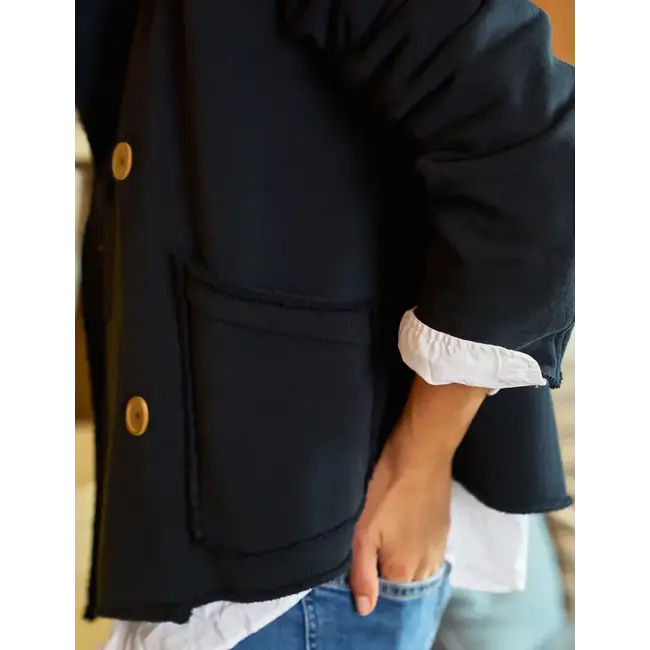 FRANK & EILEEN FRANK&EILEEN MINI BELFAS MINI BELFAST CROPPED FLEECE PEACOAT IN NAVY