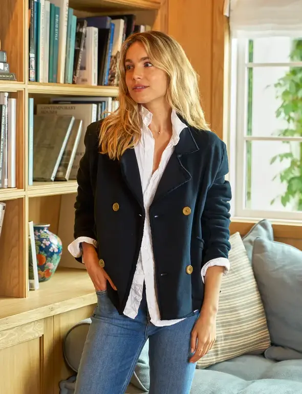 FRANK & EILEEN FRANK&EILEEN MINI BELFAS MINI BELFAST CROPPED FLEECE PEACOAT IN NAVY