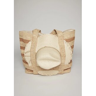 HAT ATTACK ORIGINAL STRAW TRAVELER BAG  IN NATURAL/TOAST STRIPE