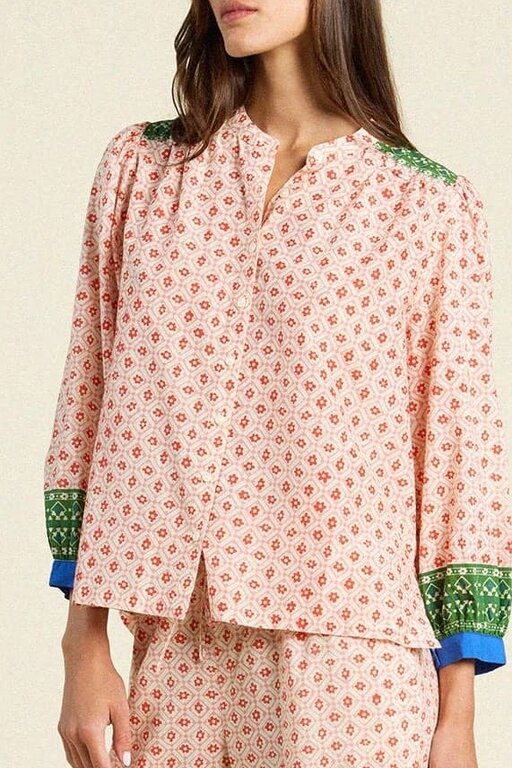 TROVATA CLARA BLOUSE IN SANTORINI BORDER