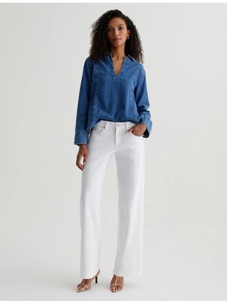 AG ADRIA LOW-RISE WIDE LEG JEAN IN GALLERY WHITE