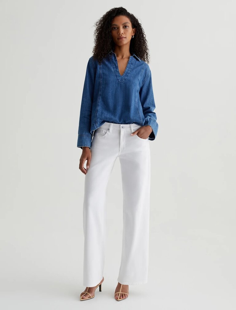 AG ADRIA LOW-RISE WIDE LEG JEAN IN GALLERY WHITE