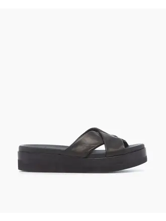 COCLICO DOT WEDGE IN BLACK LEATHER