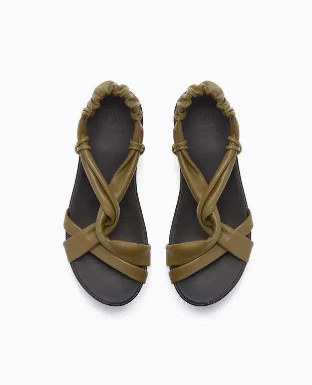 COCLICO DRUM WEDGE SANDAL IN ARTICHOKE LEATHER
