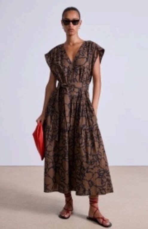 APIECE APART AGATHE TIER MAXI IN LARGE LACE FLORAL CHOCOLATE
