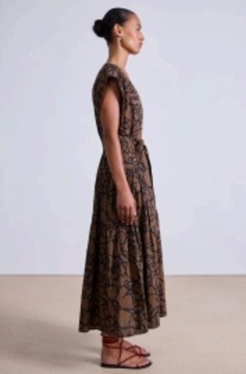 APIECE APART AGATHE TIER MAXI IN LARGE LACE FLORAL CHOCOLATE
