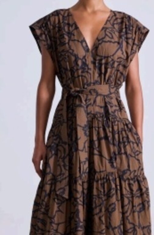 APIECE APART AGATHE TIER MAXI IN LARGE LACE FLORAL CHOCOLATE