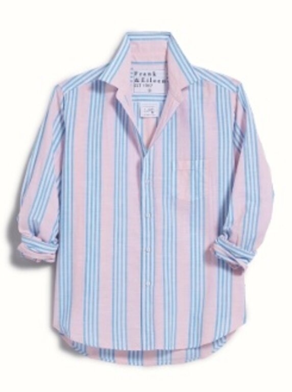 FRANK & EILEEN RELAXED BUTTON UP IN PINK AND BLUE MULTI STRIPE