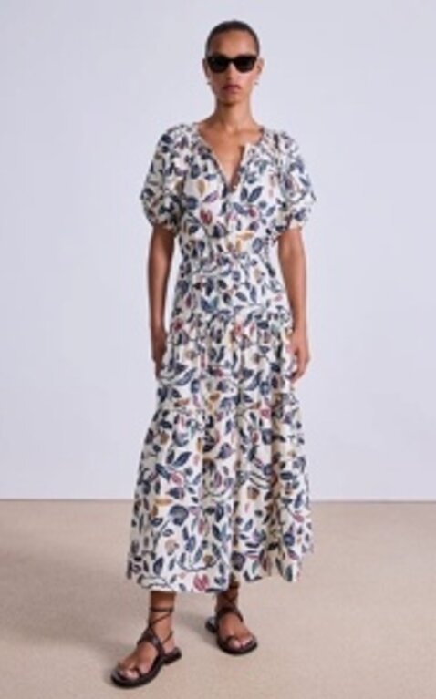 APIECE APART UVA ROMANTIC MAXI IN GARDEN FLORAL CREAM