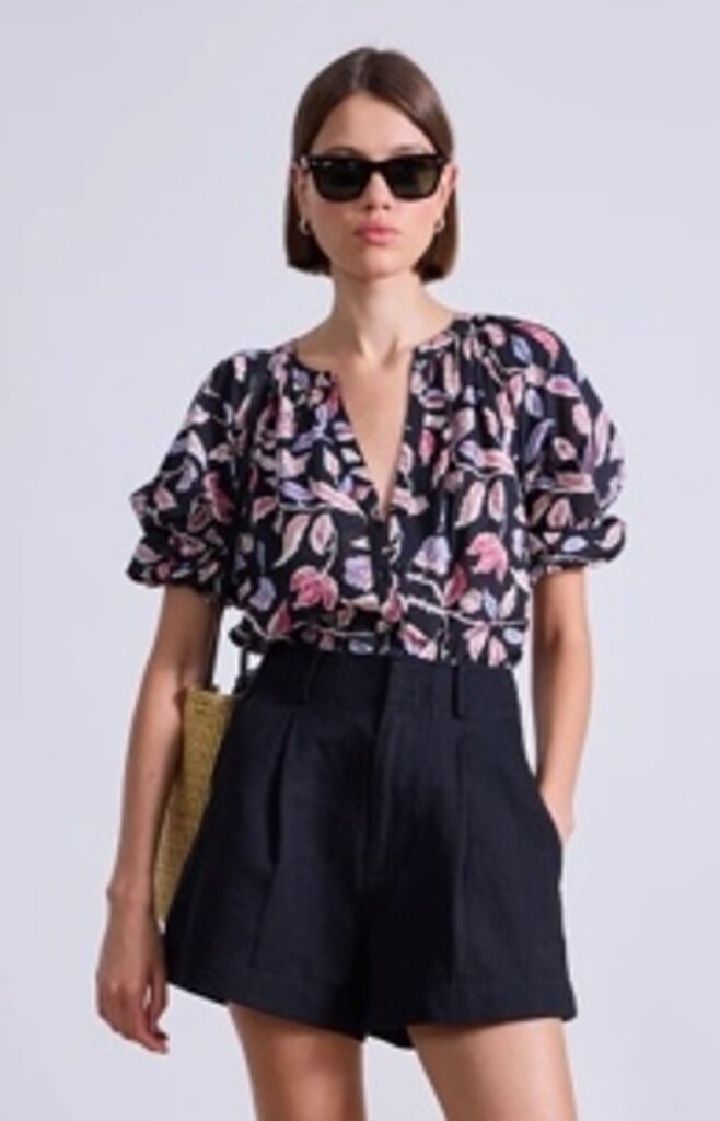 APIECE APART MITTE TOP IN FLORAL MIDNIGHT