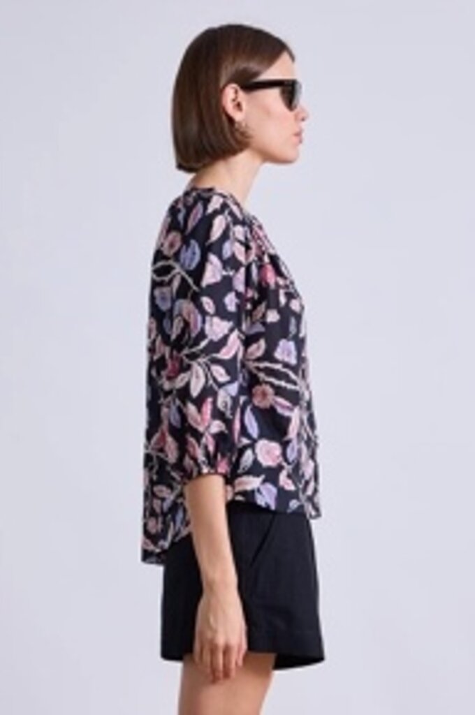APIECE APART MITTE TOP IN FLORAL MIDNIGHT