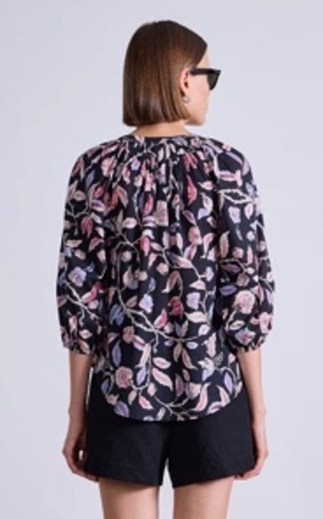 APIECE APART MITTE TOP IN FLORAL MIDNIGHT