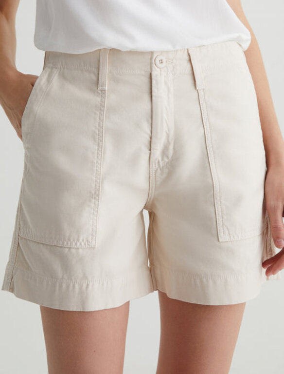 AG ROSA MID-RISE UTILITY SHORT IN OPAL STONE
