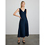 MARGARET O'LEARY DARYA DOUBLE V-NECK DRESS IN FREESIA AND NAVY