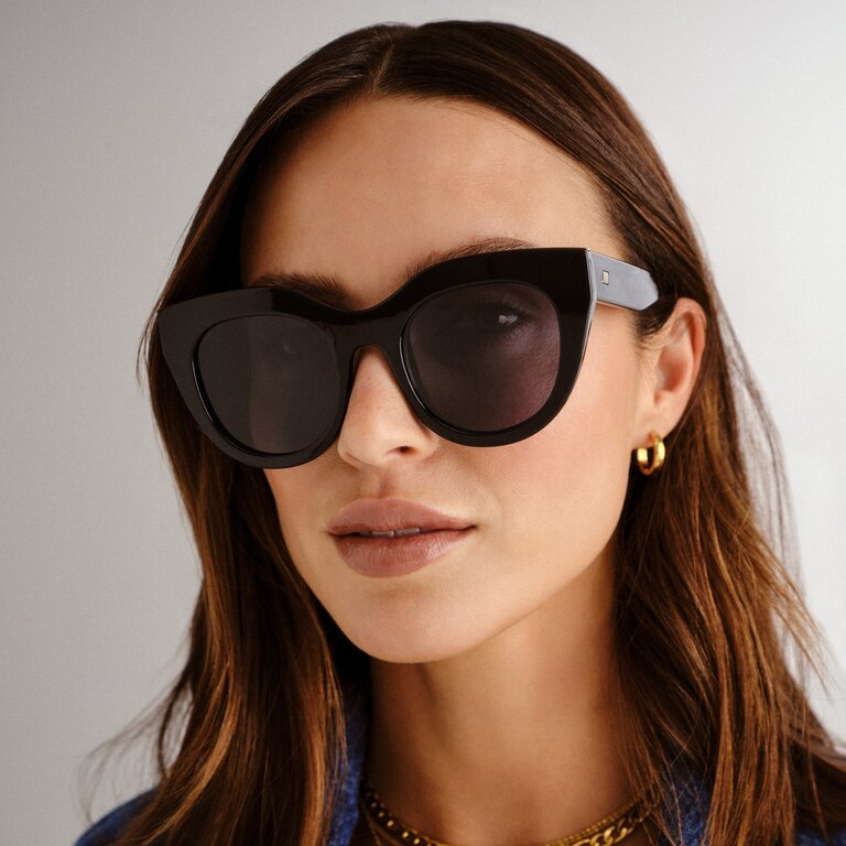 LE SPEC AIR HEART SUNGLASSES IN BLACK/GOLD