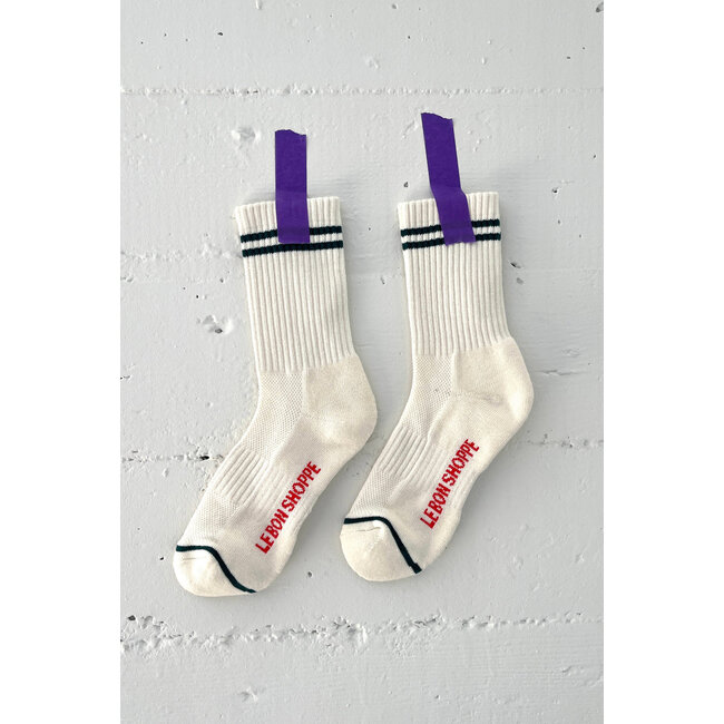 LE BON SHOPPE BOYFRIEND SOCKS IN NOIR AND PARCHMENT