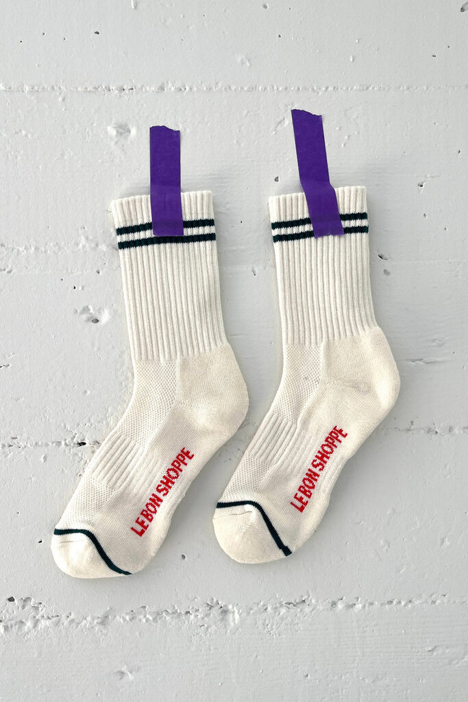LE BON SHOPPE BOYFRIEND SOCKS IN NOIR AND PARCHMENT