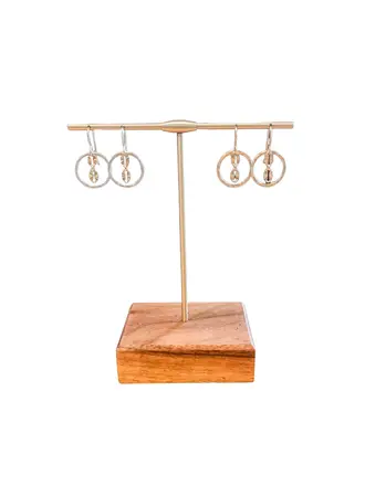 EM-004 SMALL STARBURST CIRCLE EARRING IN STERLING SILVER/GOLD FILLED