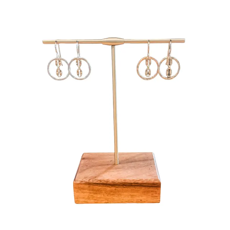 EM-004 SMALL STARBURST CIRCLE EARRING IN STERLING SILVER/GOLD FILLED