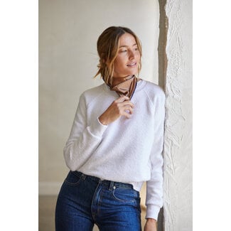 PERFECT WHITE TEE ZIGGY FLEECE SHRUNKEN SWEATSHIRT IN WHITE AND BLACK