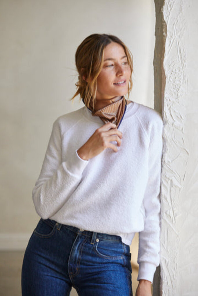 PERFECT WHITE TEE ZIGGY FLEECE SHRUNKEN SWEATSHIRT IN WHITE AND BLACK