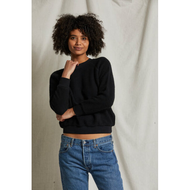 PERFECT WHITE TEE ZIGGY FLEECE SHRUNKEN SWEATSHIRT IN WHITE AND BLACK