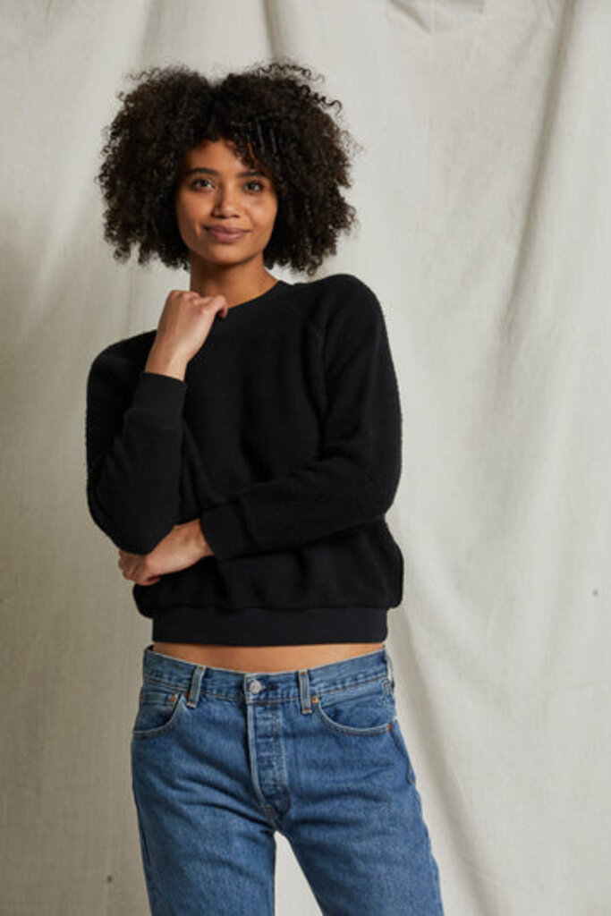 PERFECT WHITE TEE ZIGGY FLEECE SHRUNKEN SWEATSHIRT IN WHITE AND BLACK