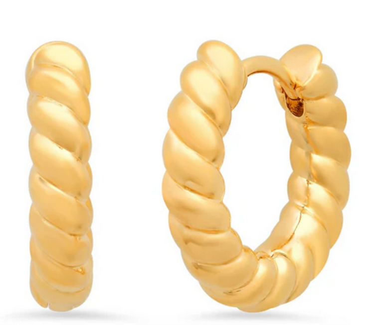 TAI JEWELRY TWISTED GOLD HUGGIES
