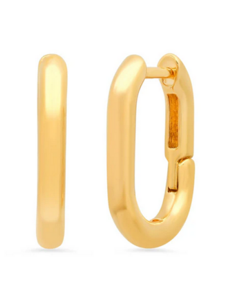 TAI JEWELRY 16MM OVAL SHAPED HUGGIES IN GOLD
