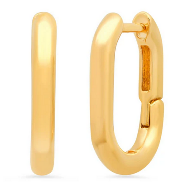 TAI JEWELRY 16MM OVAL SHAPED HUGGIES IN GOLD