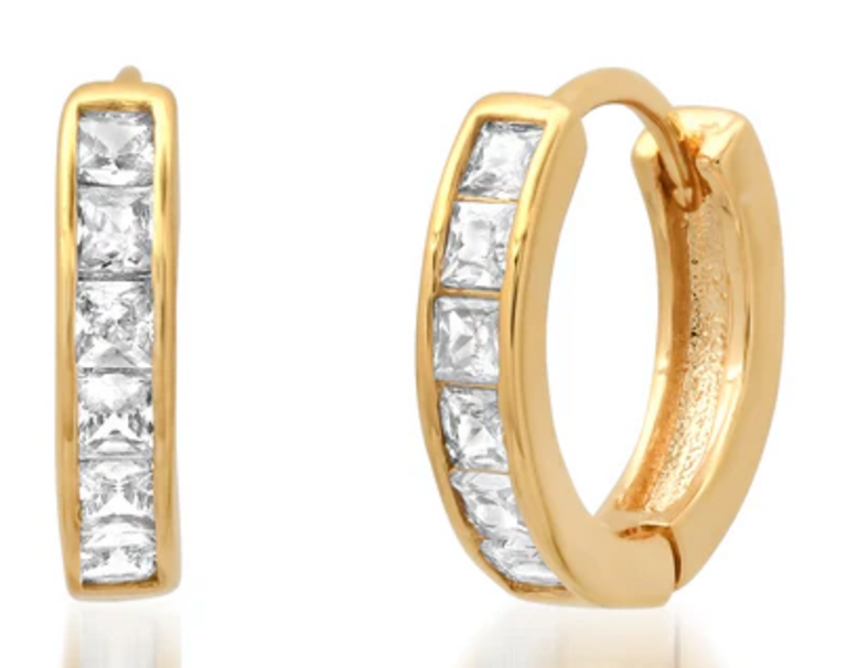 TAI JEWELRY CHANNEL SET CZ HUGGIES IN GOLD