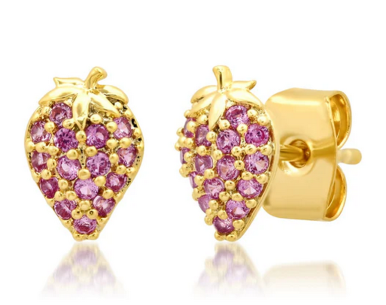 TAI JEWELRY  PINK PAVE STRAWBERRY STUDS