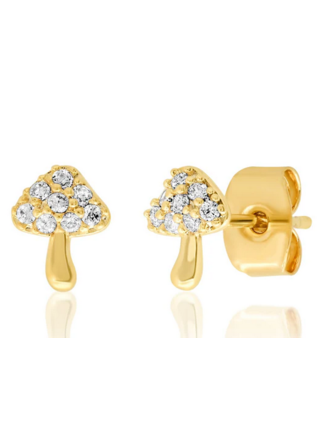 TAI JEWELRY MUSHROOM W/CZ POST IN GOLD