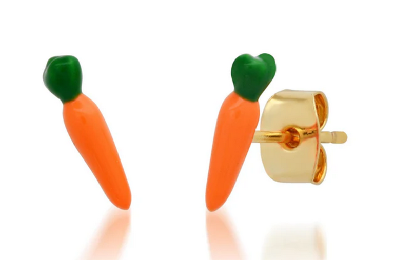 TAI JEWELRY ENAMEL CARROT STUDS