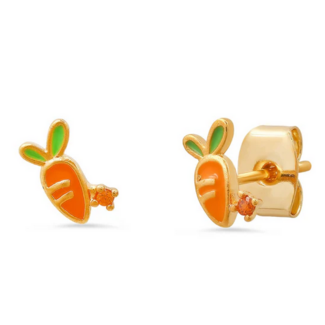 TAI JEWELRY ENAMEL CARROT STUD W CZ