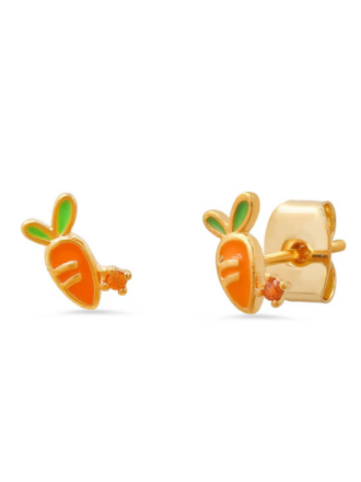 TAI JEWELRY ENAMEL CARROT STUD W CZ