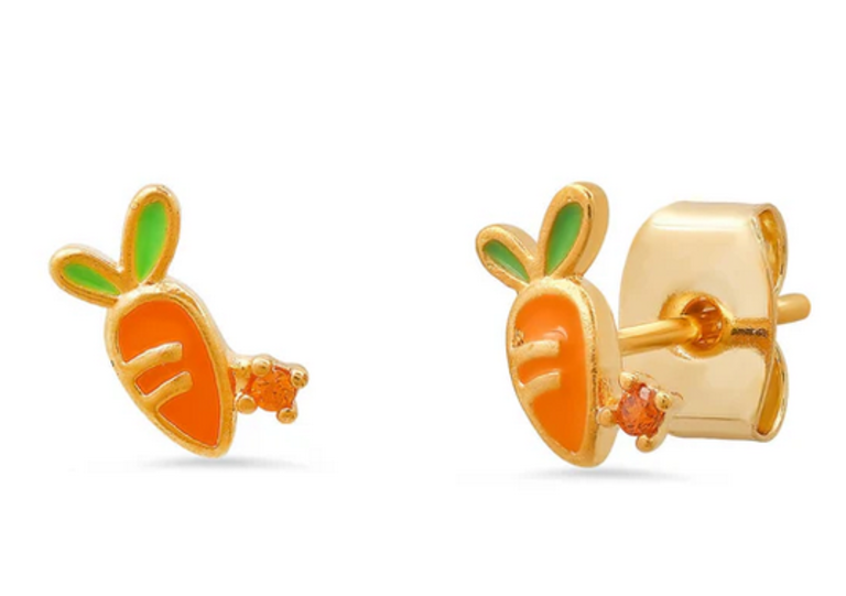 TAI JEWELRY ENAMEL CARROT STUD W CZ