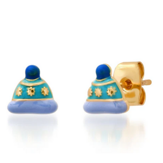 TAI JEWELRY ENAMEL SKI HAT STUDS GOLD
