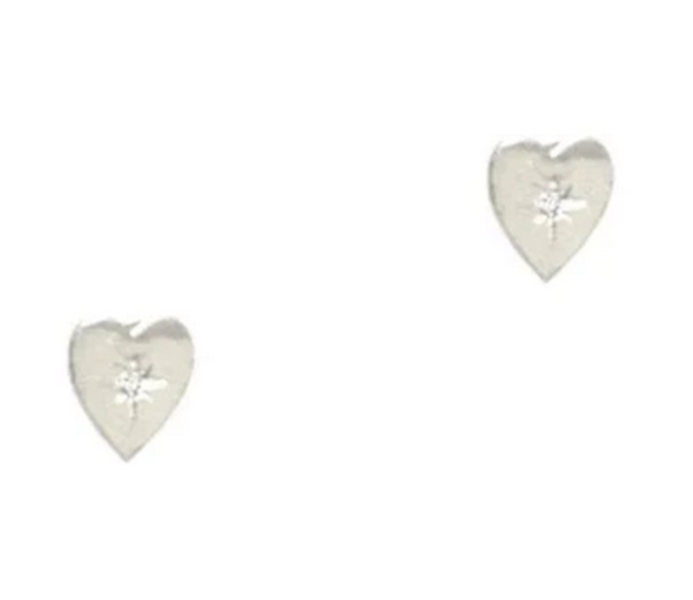TAI JEWELRY SILVER HEART STUDS W/CZ EMBEDDED