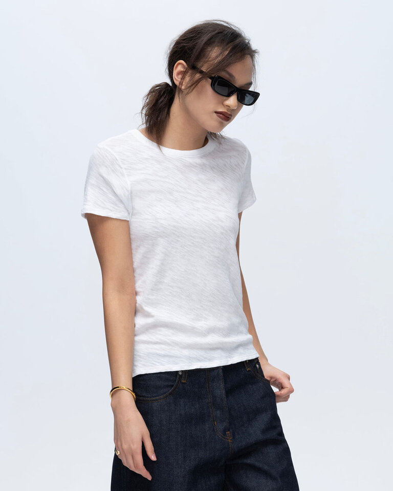 ATM ATM SLUB JERSEY  SCHOOLBOY CREW IN WHITE