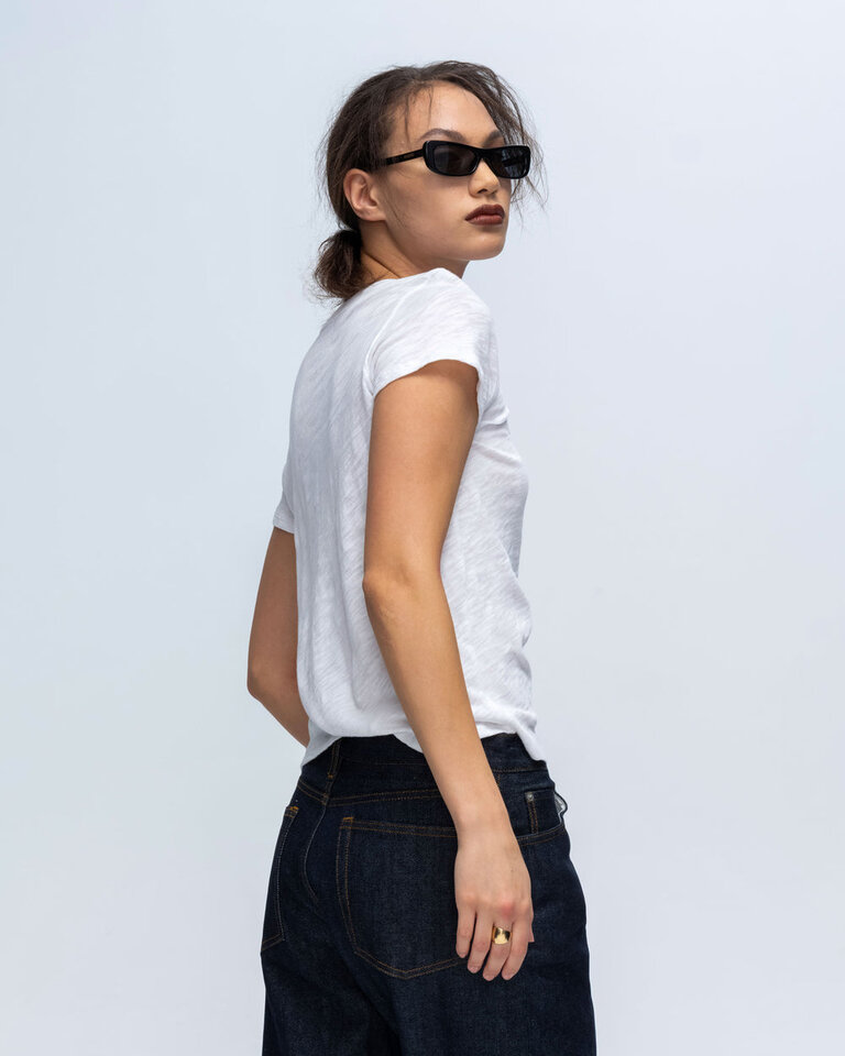 ATM ATM SLUB JERSEY  SCHOOLBOY CREW IN WHITE