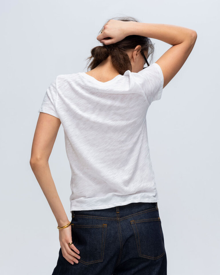 ATM ATM SLUB JERSEY  SCHOOLBOY CREW IN WHITE