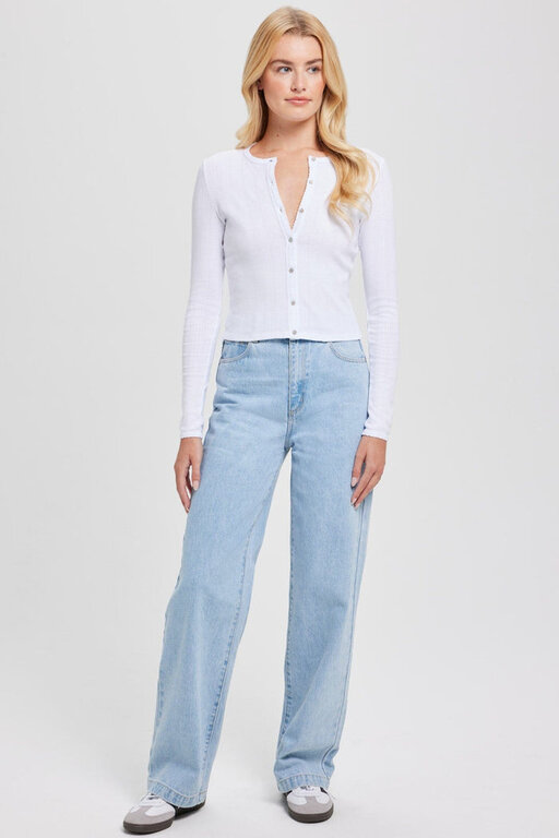 L/S POINTELLE CARDI IN WHITE