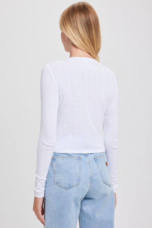 L/S POINTELLE CARDI IN WHITE