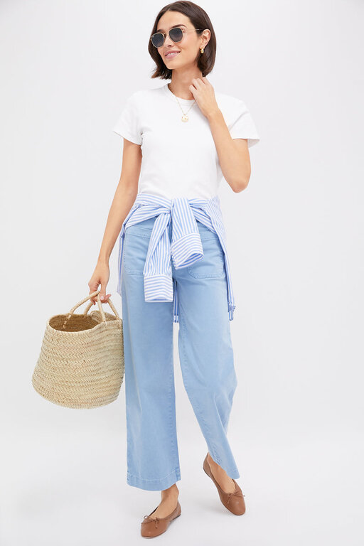 ASKKNY SAILOR WASHED TWILL PANT IN WASHED BLUE