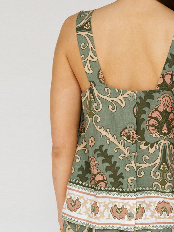 SANCTUARY BUTTON BACK CAMI IN MEZZO SAGE