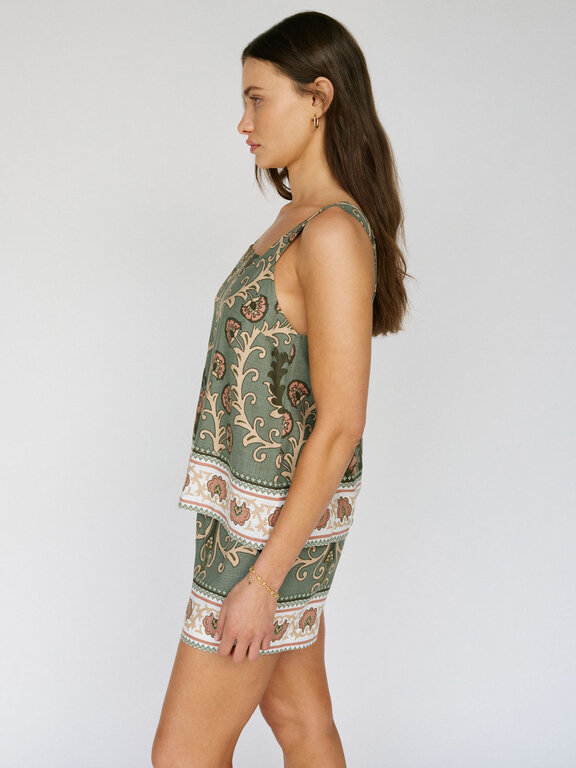 SANCTUARY BUTTON BACK CAMI IN MEZZO SAGE